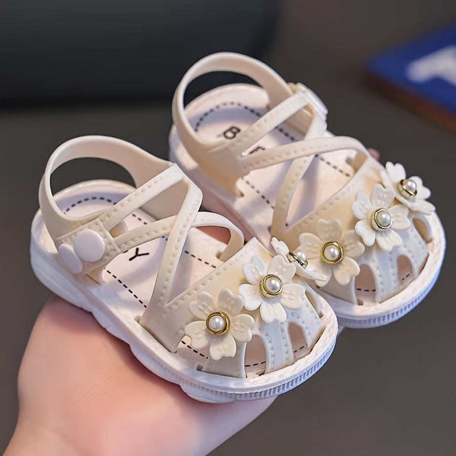 Girls Summer PVC Sandals with Anti-Slip Soft Sole Adjustable Buckle Toddler Infant