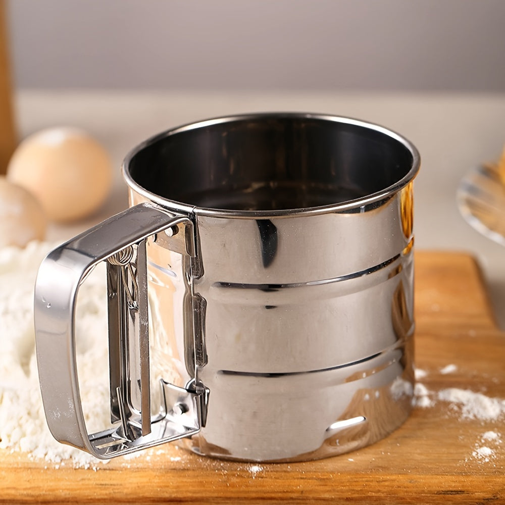 Double-Layer Stainless Steel Handheld Flour Sifter for Baking and Cooking