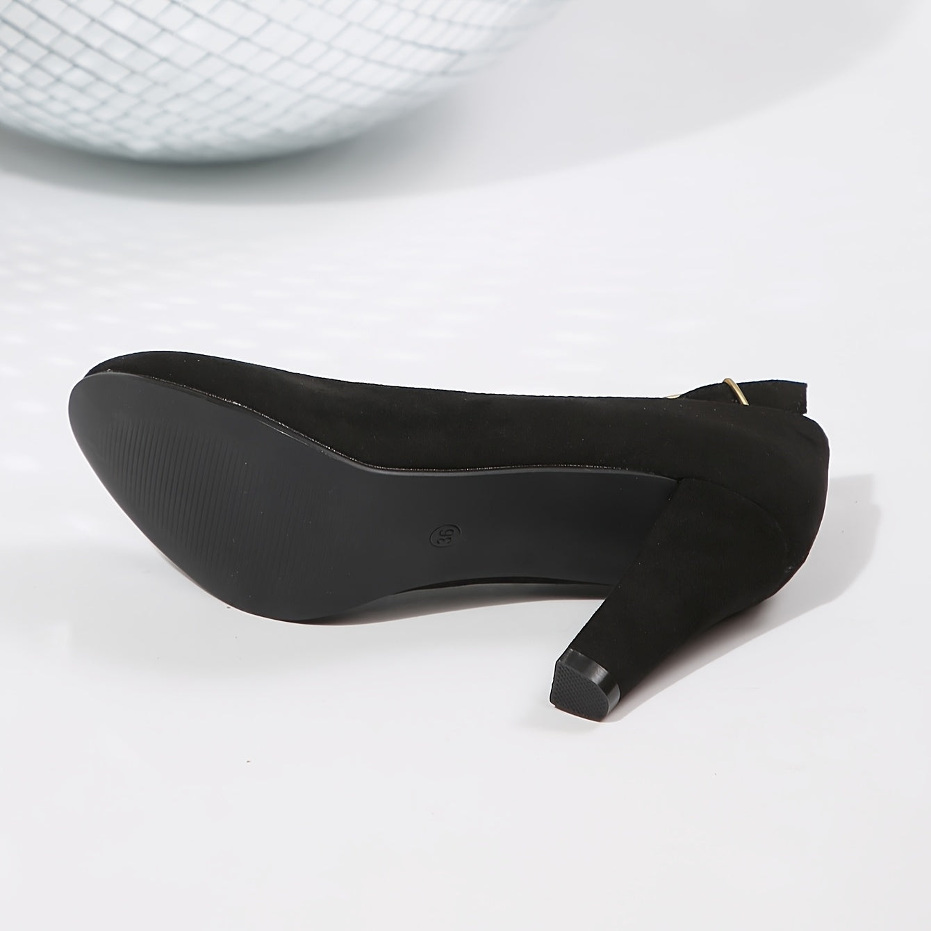 Women's Chunky Heel Pumps with Ankle Strap Non-Slip Rubber Sole Black Red