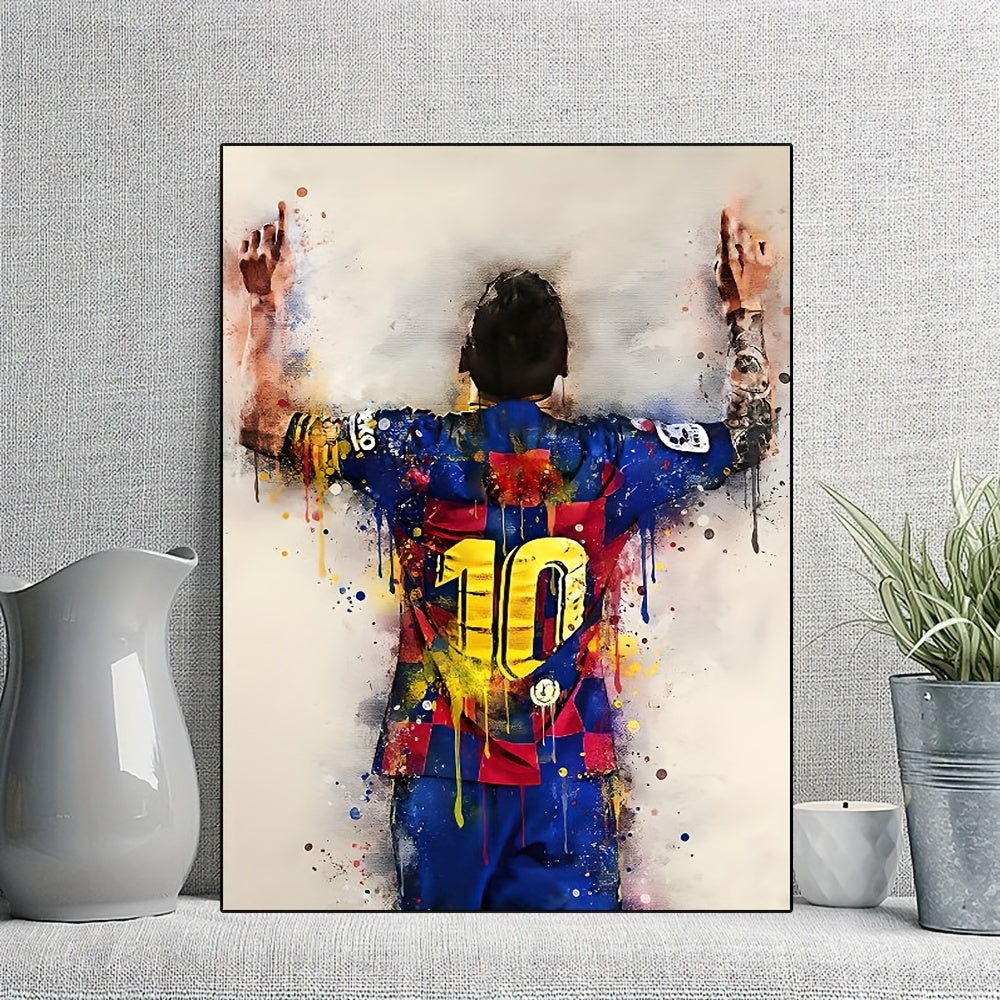 Vibrant Football Star Canvas Poster Modern Home Decor Sports Enthusiasts Portrait Artwork