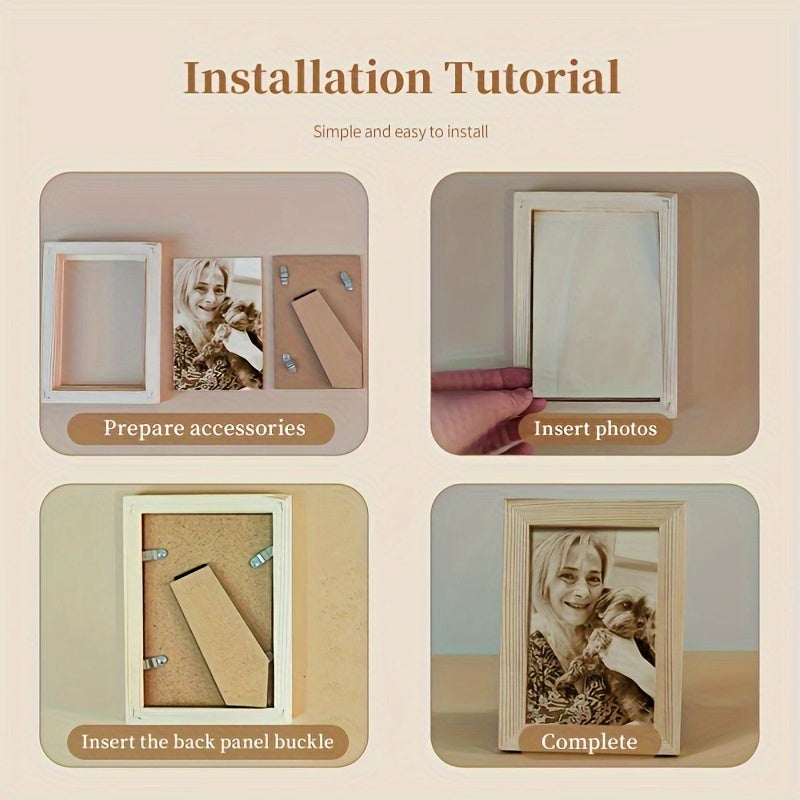 Индивидуально гравированная деревянная фоторамка - персонализированный держатель для фотографий, чтобы сохранить дорогие воспоминания, идеальный подарок на дни рождения, годовщины, свадьбы и День святого Валентина