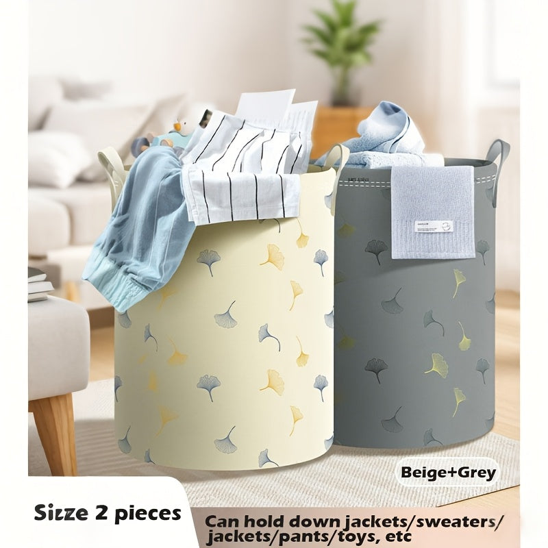 Waterproof Laundry Hamper with Handles Blue Fabric Storage Basket for Home Bathroom Dorm