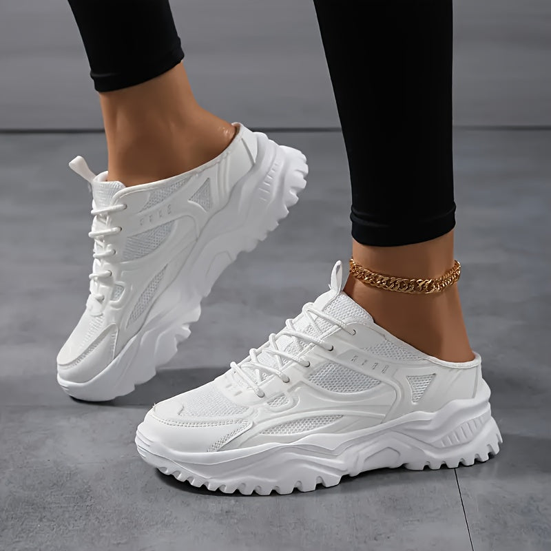 Women's Large Size Dad Sneakers Thick Sole Breathable Mesh Casual Shoes 35-42