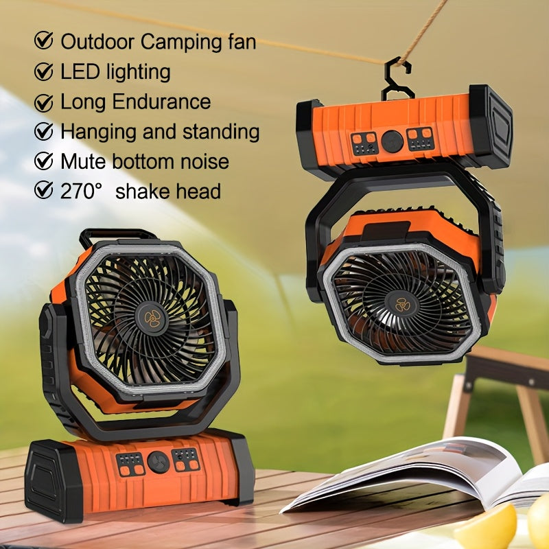 Portable Camping Fan with 20000mAh Power Bank LED Light USB Rechargeable