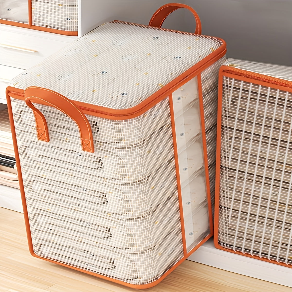 Bolsa de almacenamiento impermeable de PVC para ropa y edredones, organizador transparente a prueba de humedad con cremallera y asas