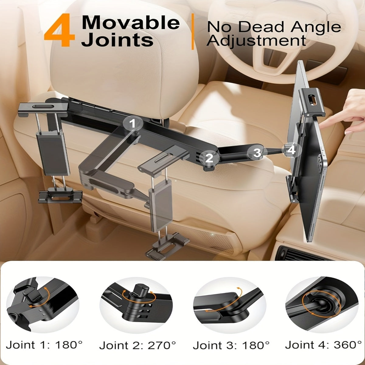 Car Headrest Tablet Mount Holder for Phones and Tablets 11.94-32.77cm