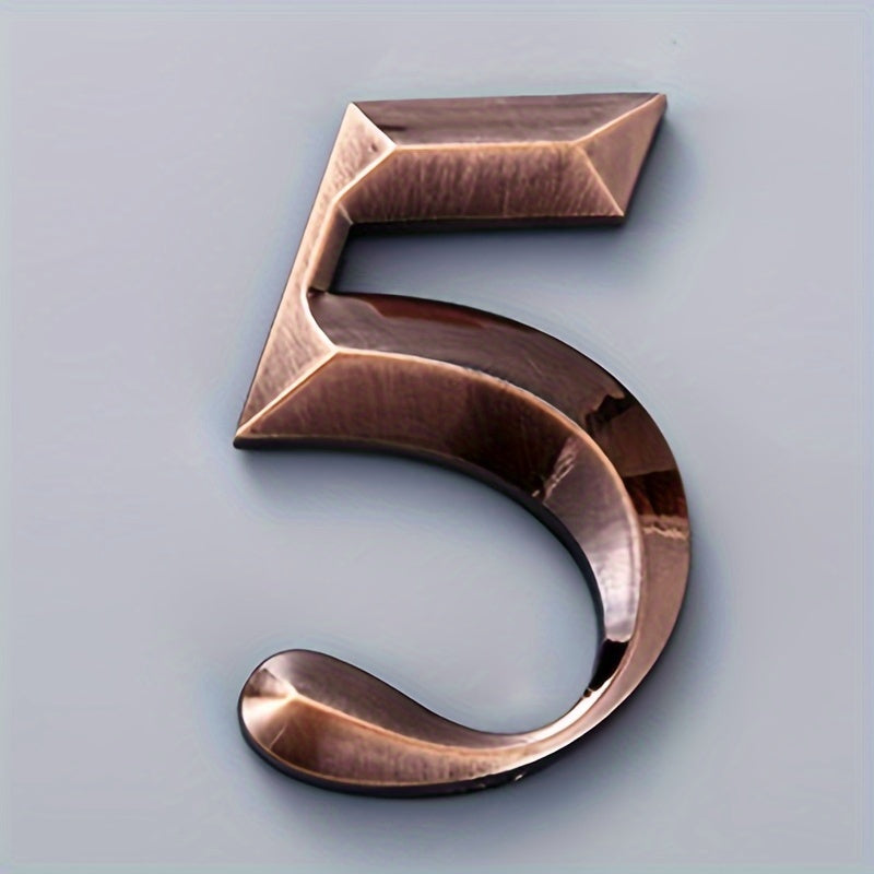 Self-Adhesive Rhombus House Number Sign Resin Copper for Hotels Apartments Modern Homes