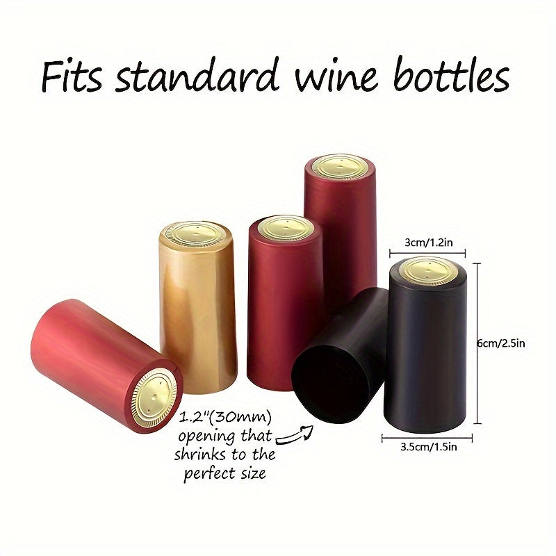100 Pack PVC Heat Shrink Capsules for Wine Bottles with Tear Tab