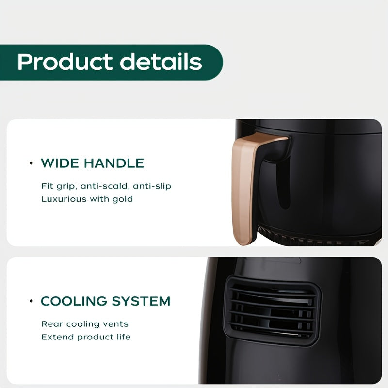 Freidora de aire eléctrica de gran capacidad, acero inoxidable, sin aceite, horno multifunción, freidora profunda