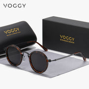 Retro Metal Polarized Round Sunglasses for Men and Women Black Frame Brown Tortoiseshell UV400
