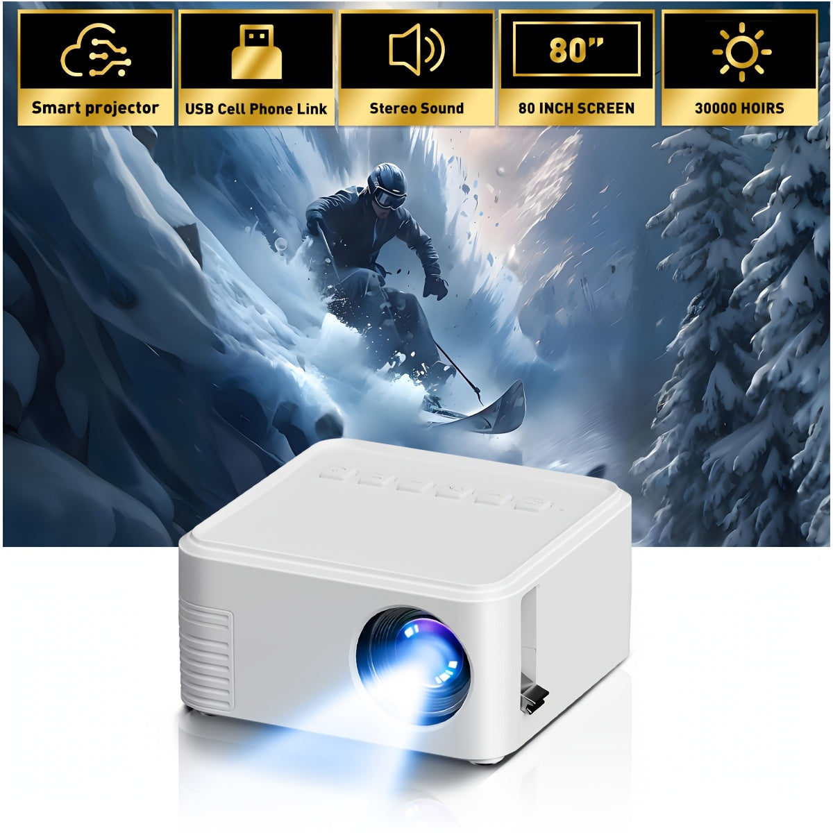 Uy ofisi maktab partiyasi uchun ichki karnay bilan mini portativ proyektor