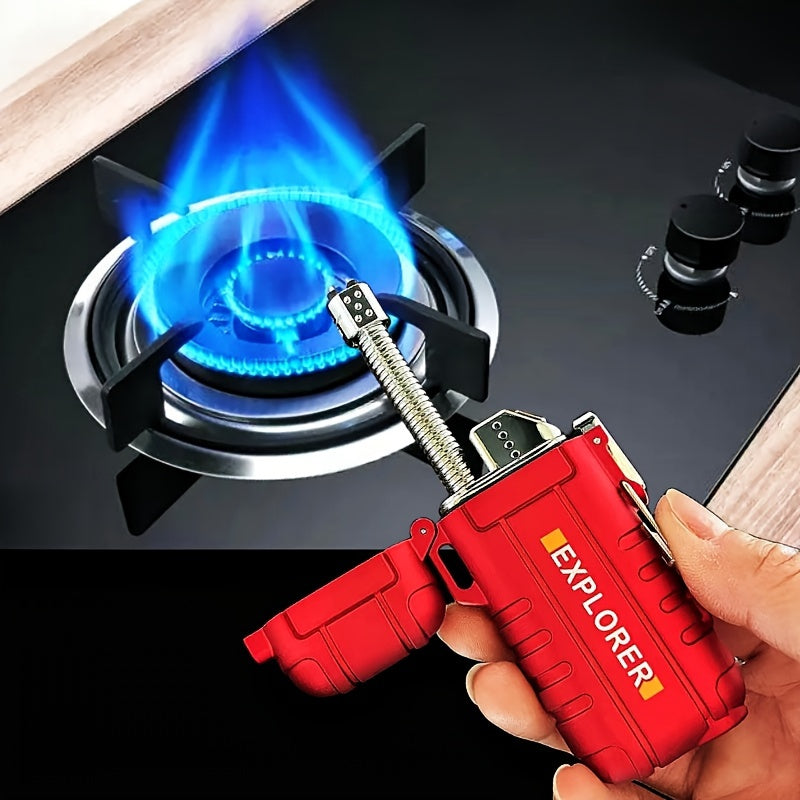 Outdoor Electric Lighter with Flashlight and Rotatable Hose for Camping Gas Stove