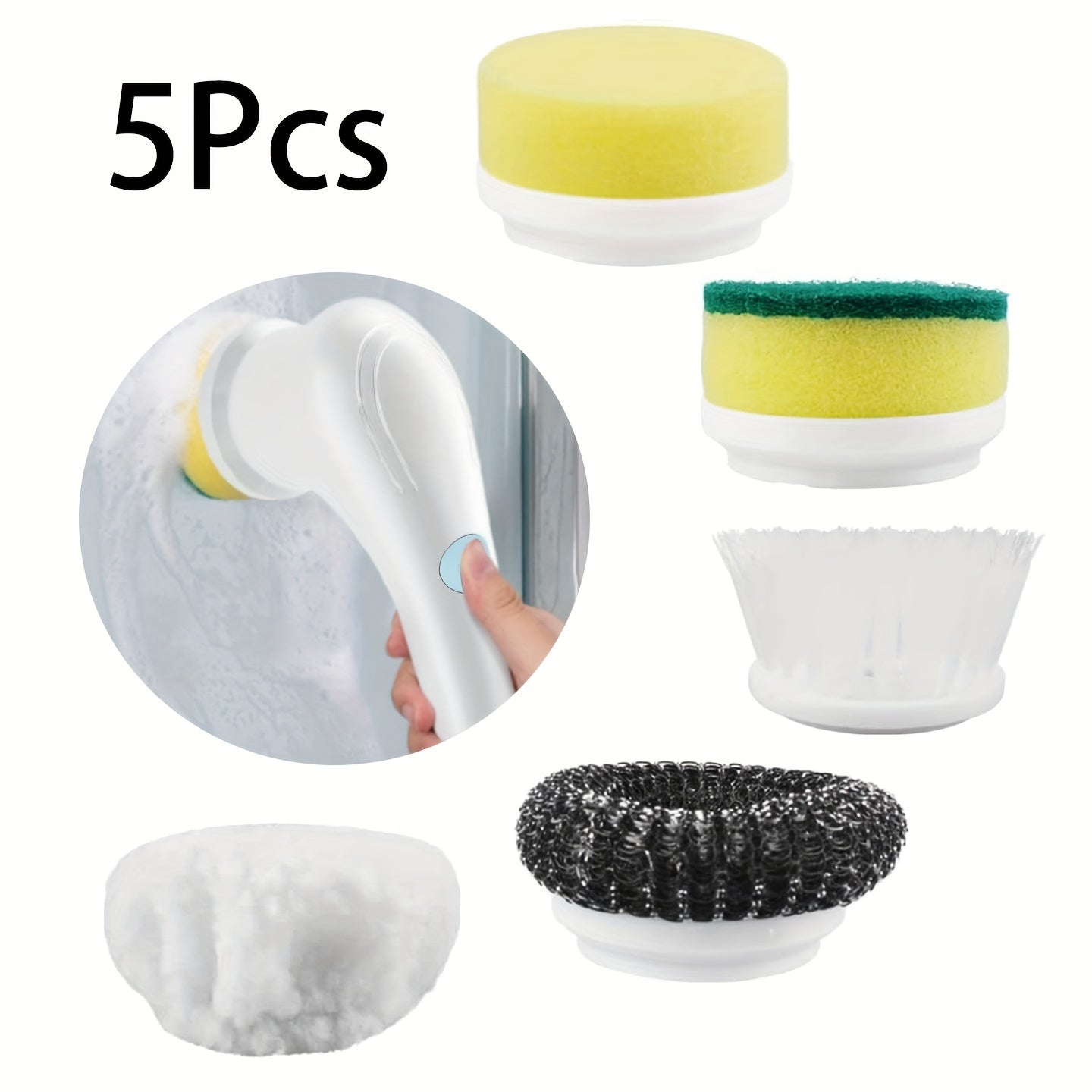 Set of 5 Manual Replacement Brush Heads for Bathroom Kitchen Tile Shower