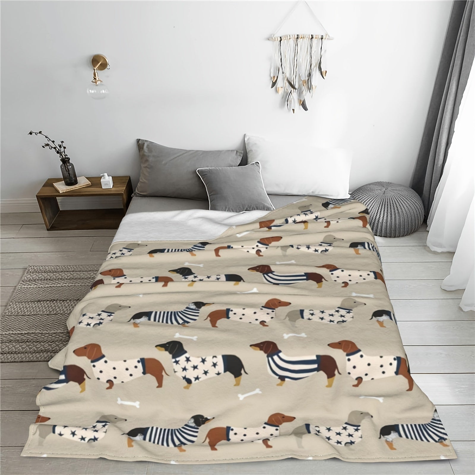 Dachshund Flannel Blanket Throw Bed Cozy Plush Lightweight for Bedroom Living Room