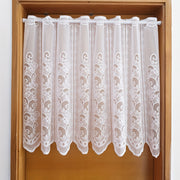 White Lace and Floral Mesh Cafe Curtain for Kitchen and Window Decor