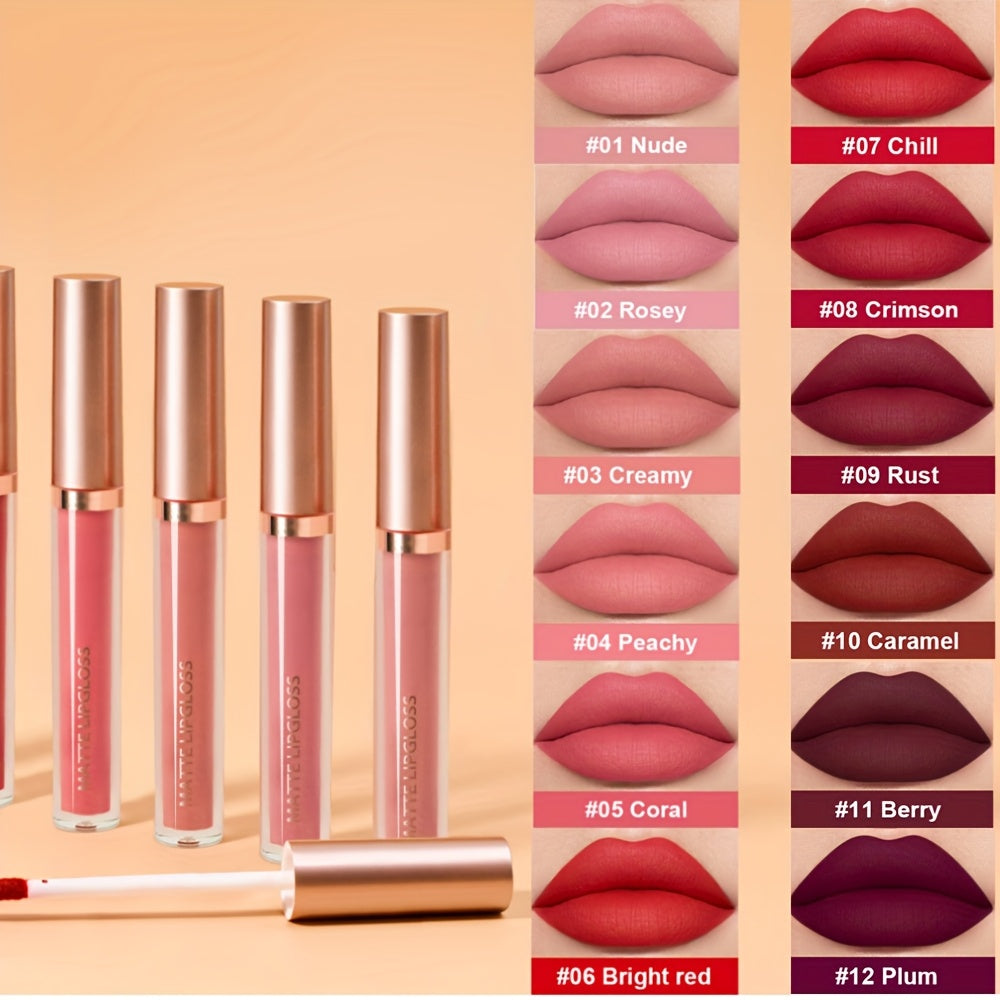 Ayollar uchun matli lab bo'yog'i to'plami Qizil va pushti 6 dona Suv o'tkazmaydigan uzoq davom etadigan