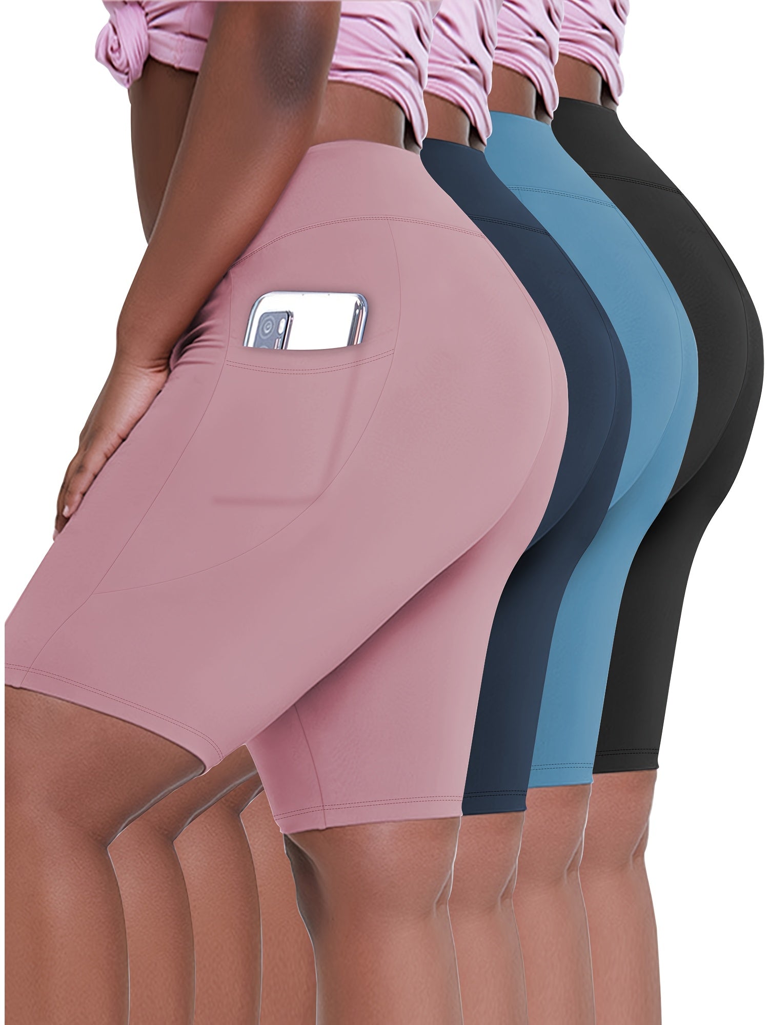 Women's High Waist Crescent Pocket 5-Point Pants Spring Summer Set