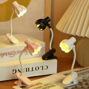 Portable Flower-Shaped Clip-On Book Light with Adjustable Arm and LED Mini Lamp