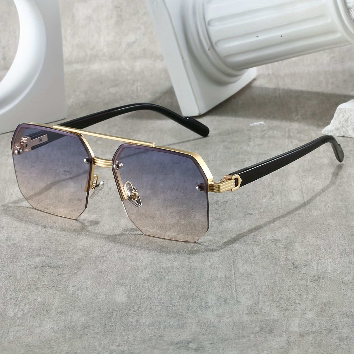 Полурамочные квадратные модные очки с черной металлической оправой и пластиковыми линзами для ежедневного ношения