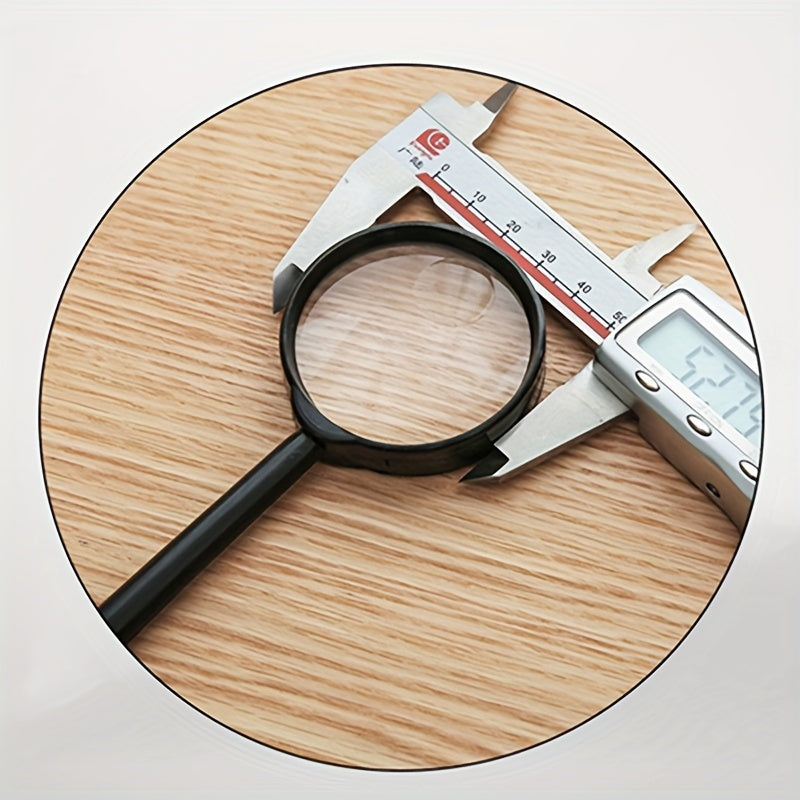 Handheld Magnifying Glass Plastic Handle Acrylic Benzene Transparent Lens Black 50mm