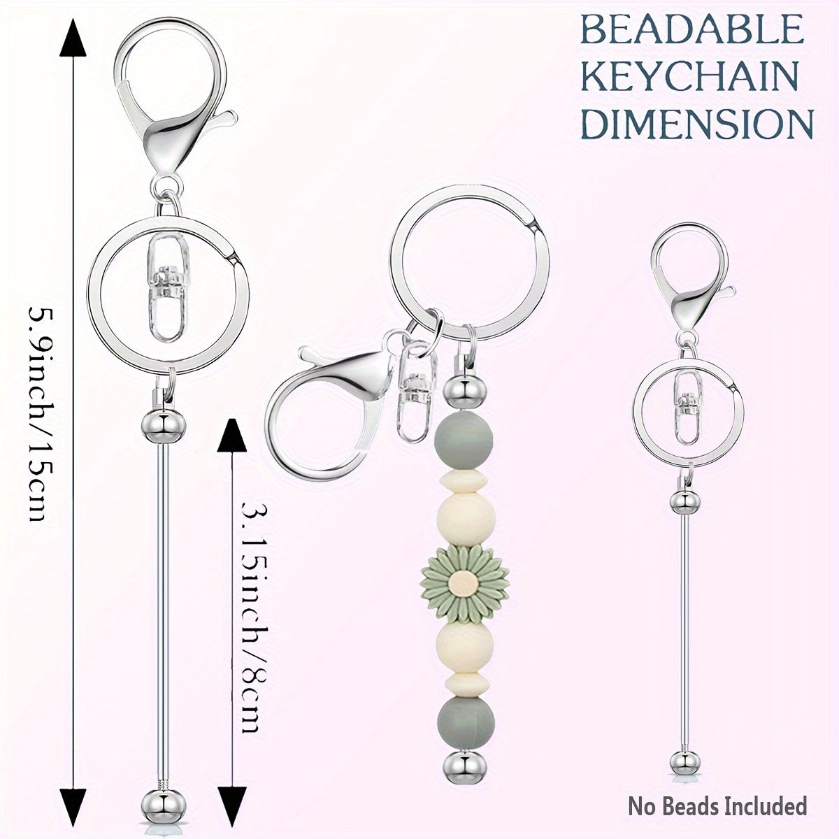 Set de 12 barras de llavero con cuentas para hacer joyería DIY, cuentas en blanco de oro