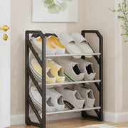 3-Tier Metal and Plastic Shoe Rack Stackable Shoe Organizer for Entryway Garage Hallway
