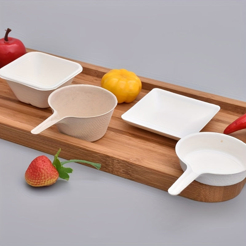 8 Varieties Sugar Cane Pulp Disposable Plates for Cake Salad Dips Eco-Friendly