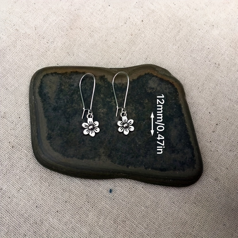 Women's Silver Flower Earrings Dangle Small Daisy Jewelry Accessories