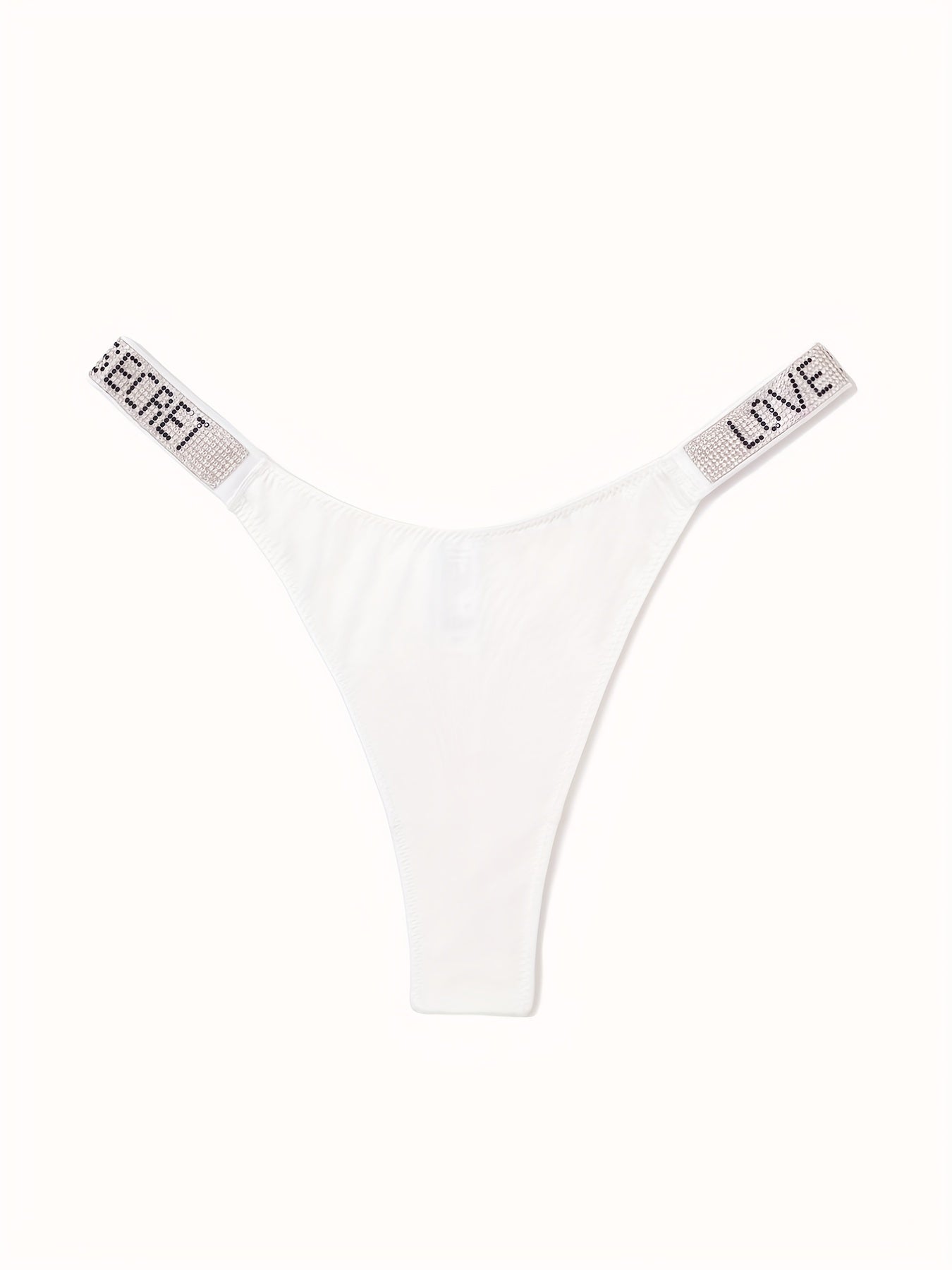 Women's Rhinestone Letter Thongs Low Waist Sports Lingerie Set 6 Pieces