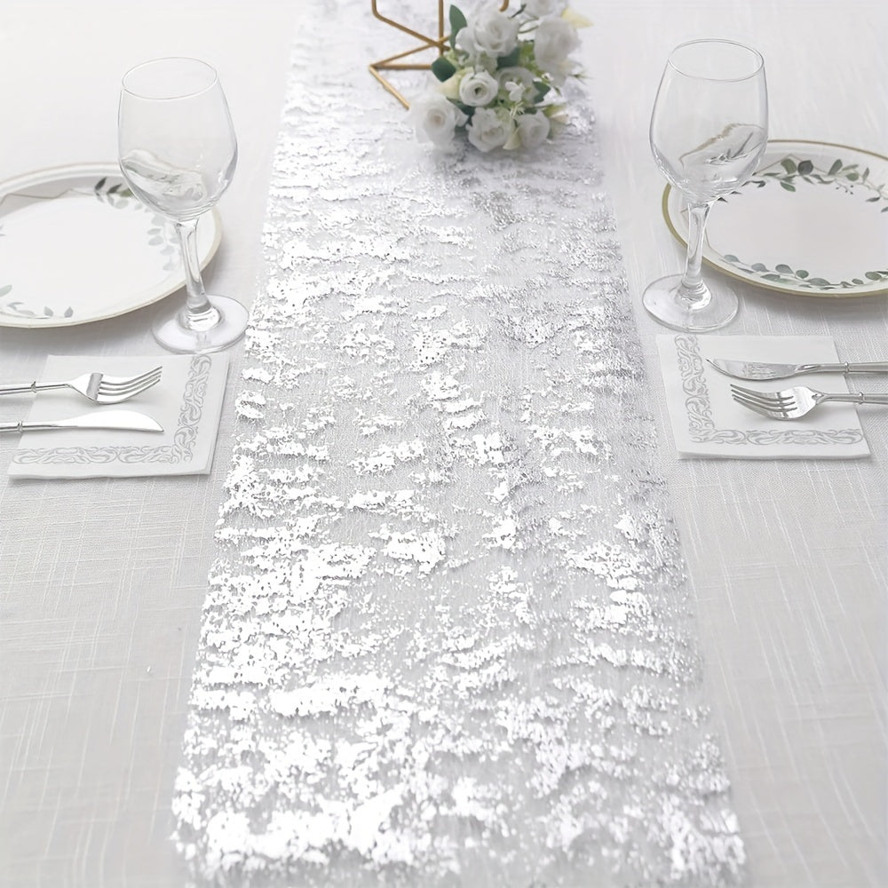 Gold Foil Linen Table Runner for Weddings Birthdays Christmas Banquets