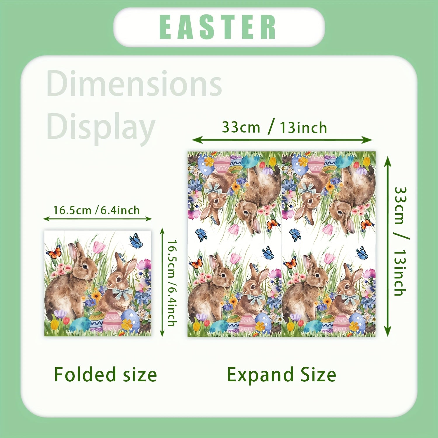 Paskha Bunny Bir martalik partiyalik salfetkalar 3-qavatli qog'oz 16.26cm x 16.26cm Bayram bayrami