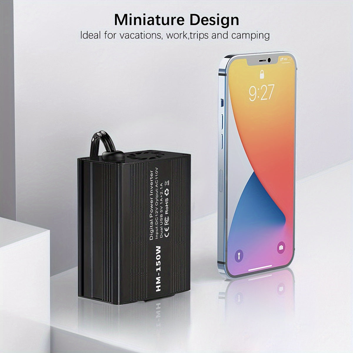 150W Car Power Inverter with 2 USB Ports and 110V Power Jack