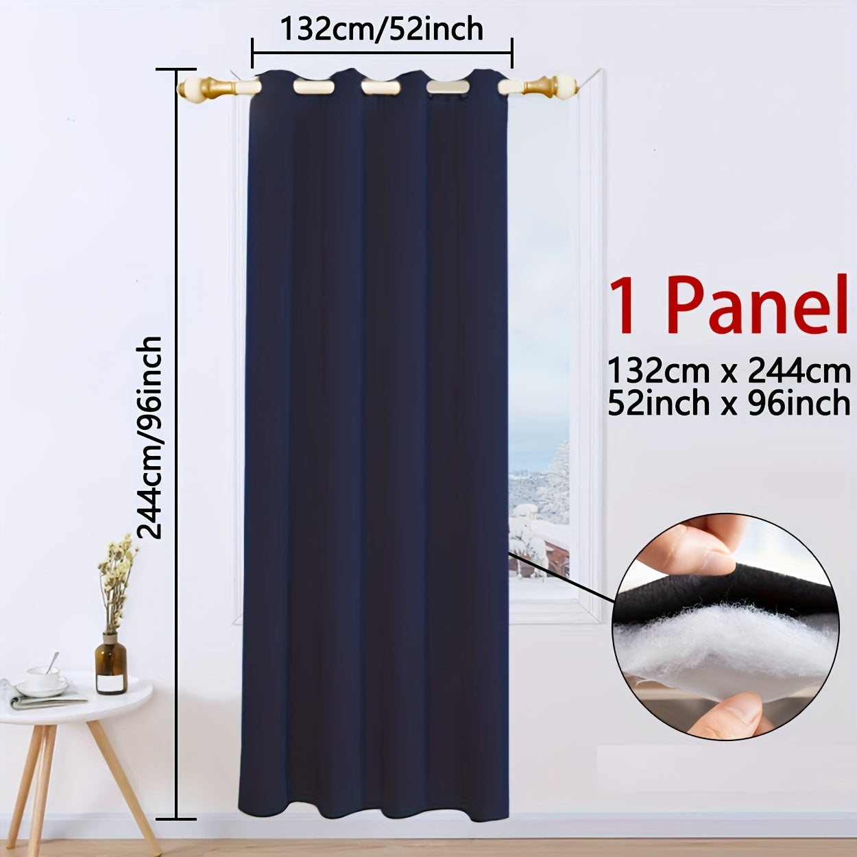 Qorong'i Grommet Qopqog'i 100% Polyester Termal Izolyatsiya uchun Yotoqxona va Mehmonxona