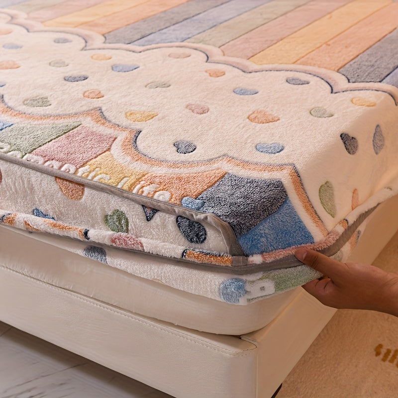 Вельветовая простыня - ультрамягкая и толстая с ярким пастельным дизайном, дышащая и отводящая влагу, устойчивая к складкам и легкая в снятии, комфорт на все сезоны, 180 г/м², изготовлена из 100% полиэстера, можно стирать в машине.