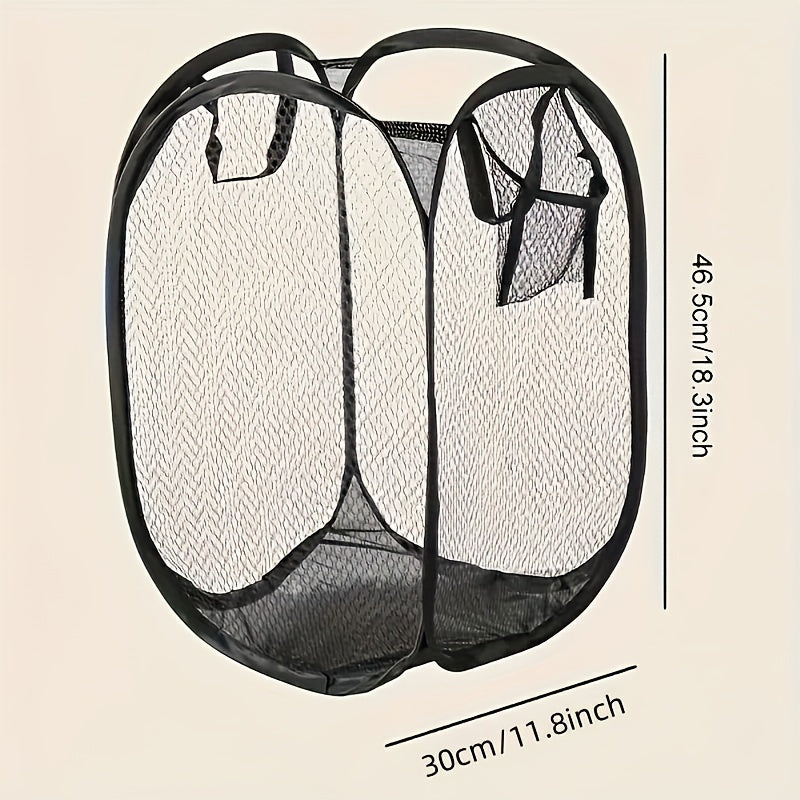 Высокопроизводительная складная черная сетчатая корзина для белья с ручками для хранения одежды