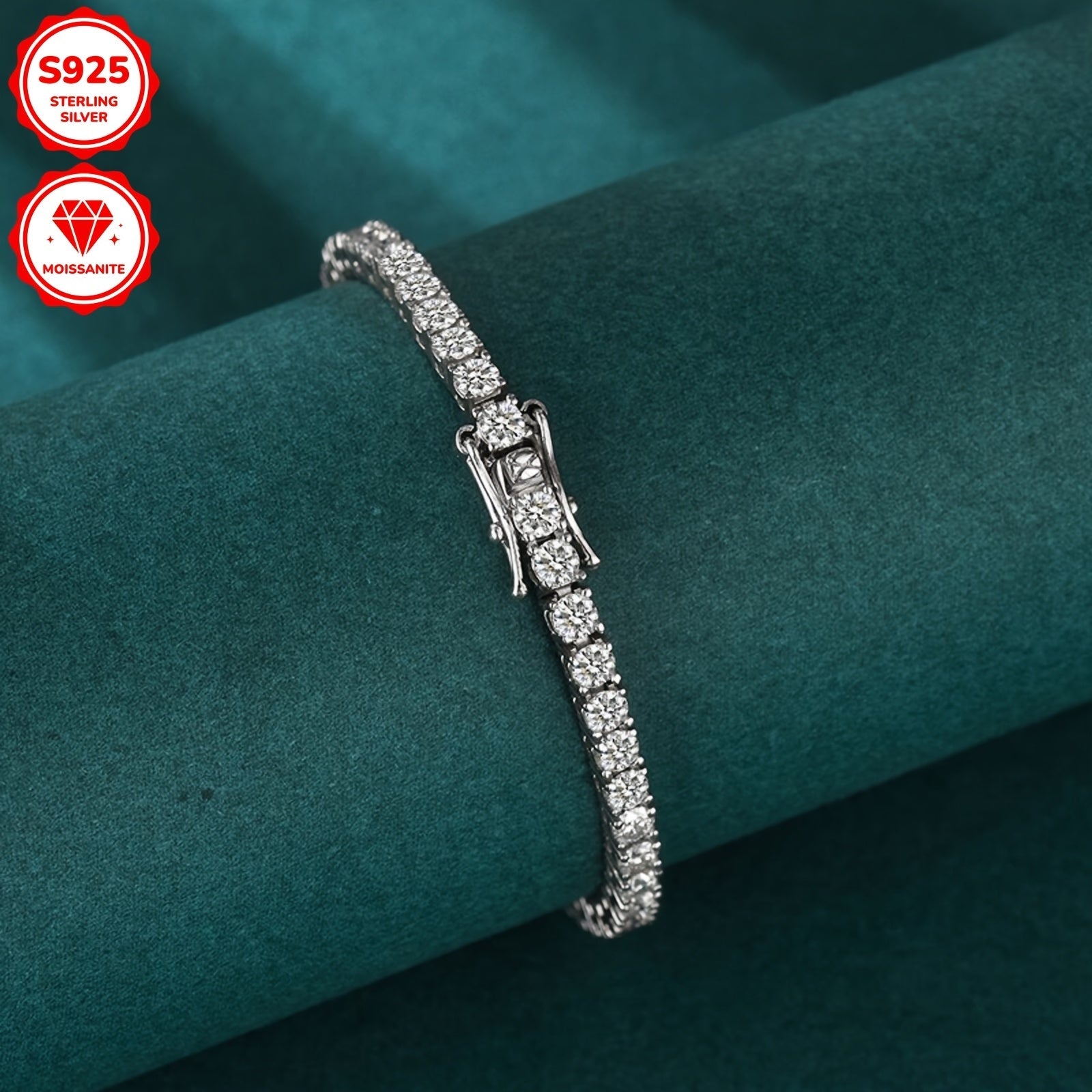 Sterling Silver Moissanite Tennis Bracelet 3mm 5.4ct Gold Plated for Weddings and Gifts