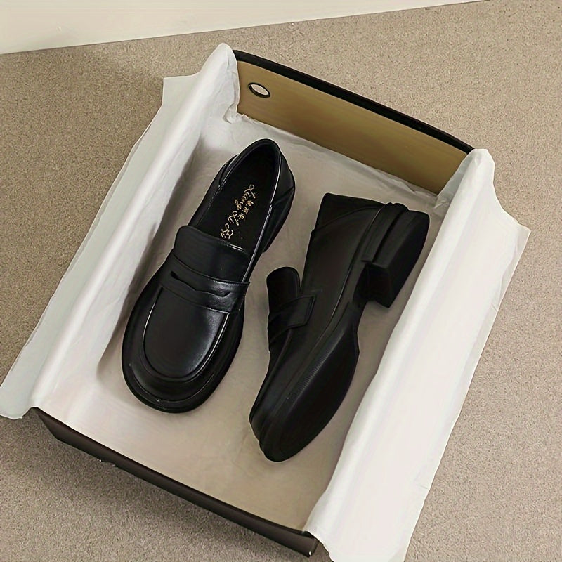 Women's Fluffy Loafers with Plush Lining, Rubber Sole, Round Toe