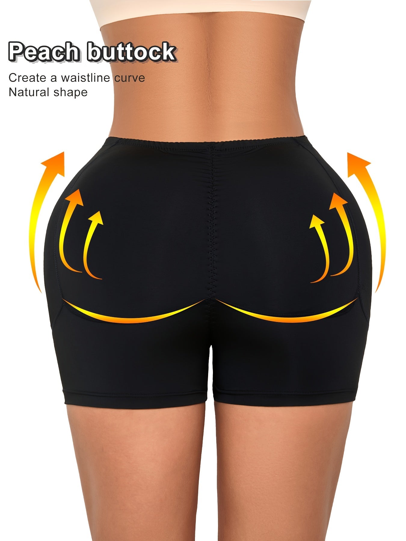 High-Waist Tummy Control Shapewear Shorts for Women Black Removable Pads Pockets