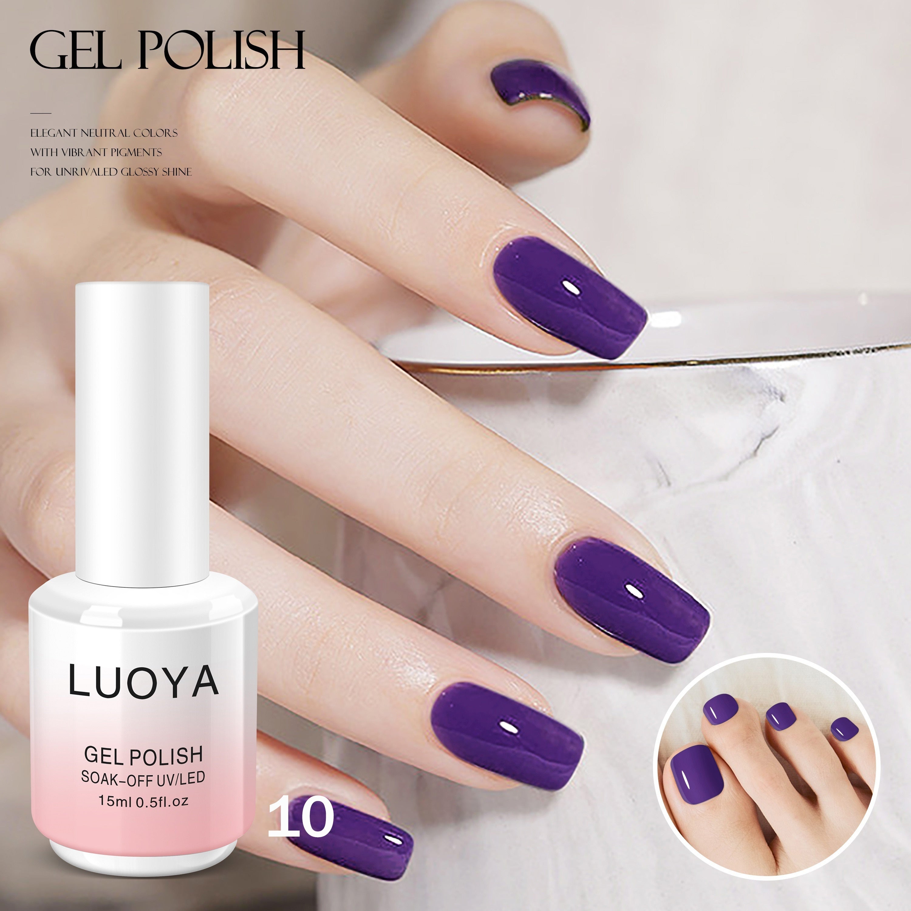 Gel Nail Polish 15ml Solid Gel Soak Off for Nails Spring Summer Pink Purple Green