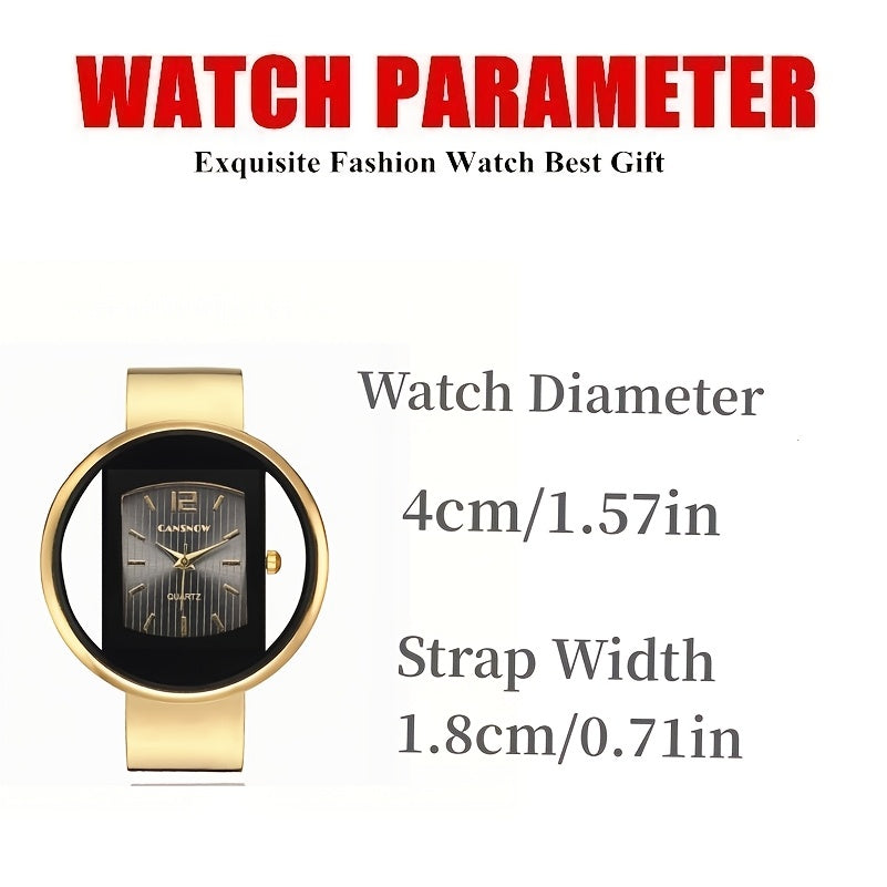 Women's Quartz Bracelet Watch Large Golden Dial Alloy Band Casual