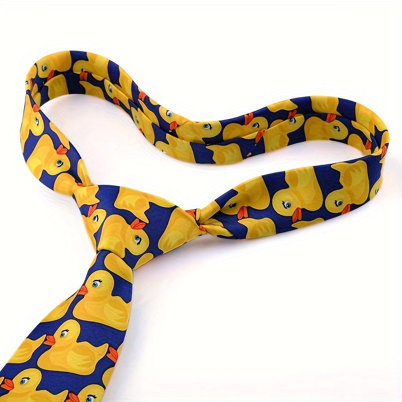 Erkaklar uchun rasmli sariq o'rdak bilan rasmiy galstuk, to'y odamlari va Sevgililar kuni sovg'asi uchun