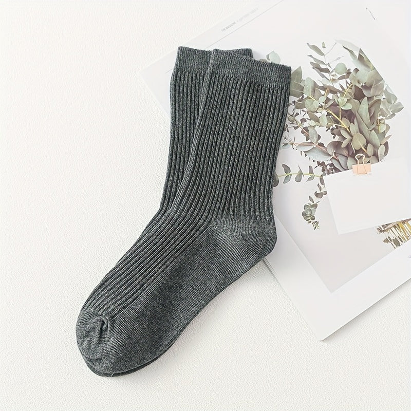 Men's Solid Color Mid-Calf Sports Socks Pack of 2 or 5 Breathable Comfortable