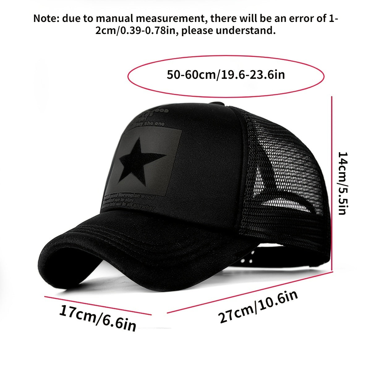 Mesh Baseball Cap with Thin Pentagram Pattern for Summer Wear