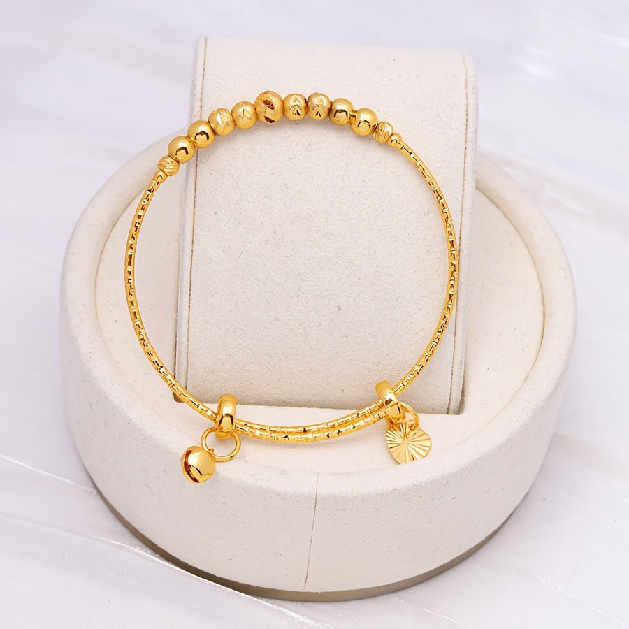 Set of 2 Gold Plated Beaded Adjustable Bangles for Women Bridal Jewelry