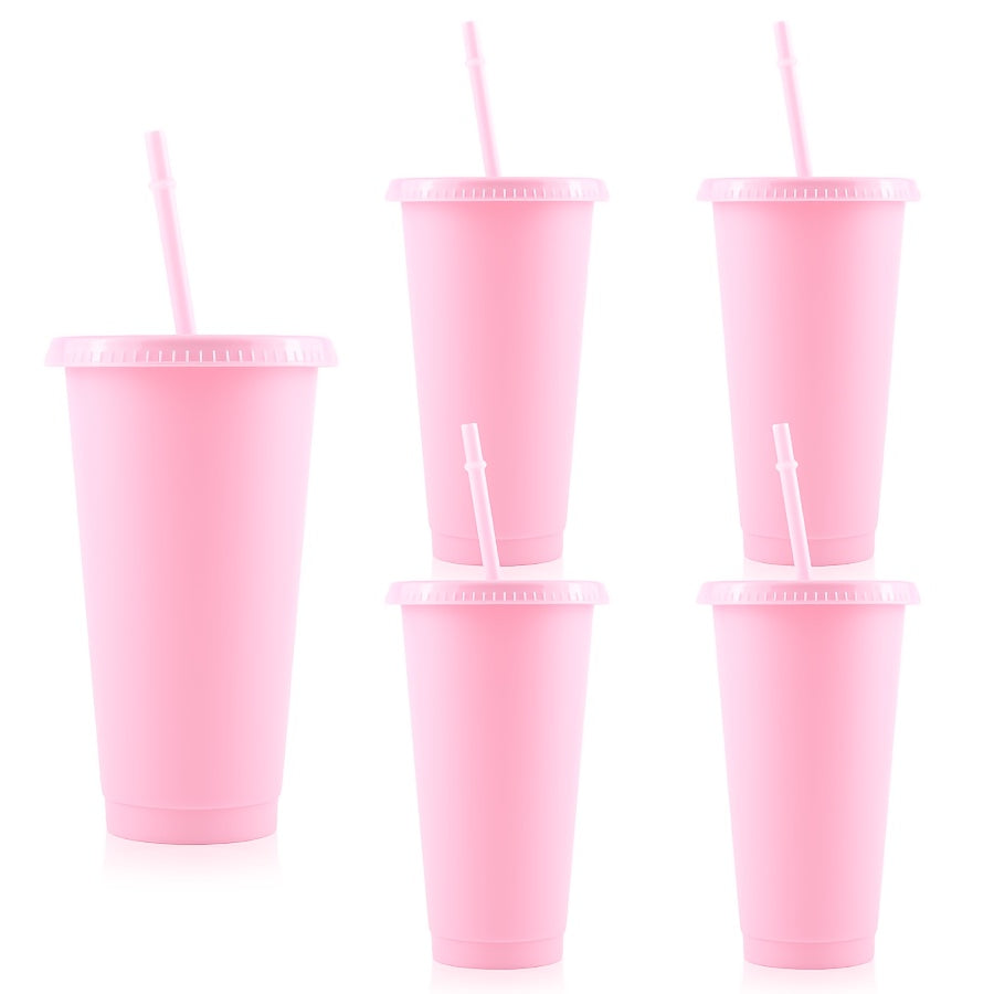 5/10 Qizil plastik stakanlar qopqoq va qalamchalar bilan, 24oz, yozgi partiyalar va basseyn atrofida foydalanish uchun ideal. Faqat qo'lda yuvish, PVCsiz. Sovg'alar va bezaklar uchun ajoyib.