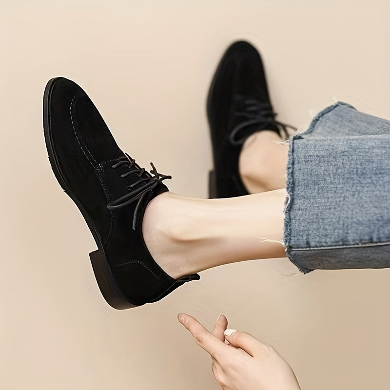 Zapatos Oxford de color sólido para mujer con parte superior de microfibra para todas las estaciones de punta sencilla