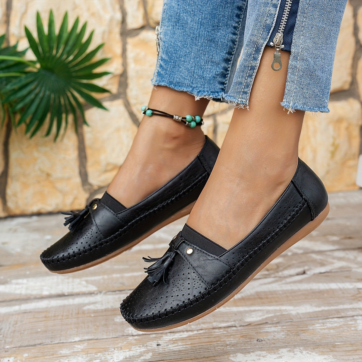 Women's Flat Loafers Lightweight Comfortable Butterfly Embellished Plus Size