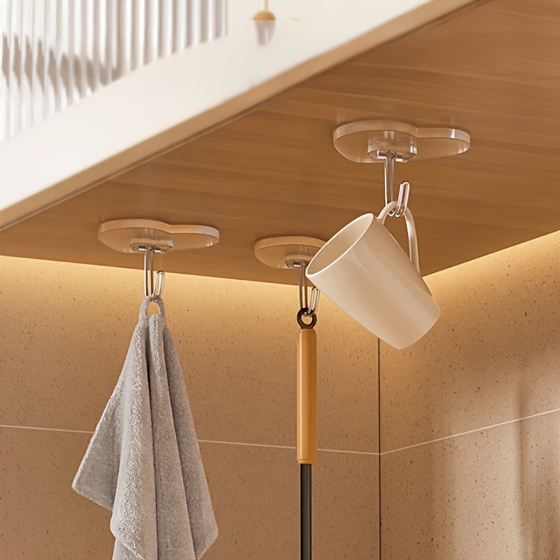 10-штук тяжелых прозрачных пластиковых крючков с клеевым основанием в форме сердца для крепления на стену, для кухни и ванной