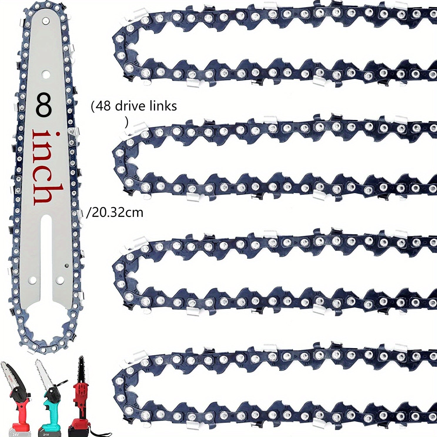 4 Pcs 15.24 cm Mini Chainsaw Replacement Chains for Cordless Electric Mini Chainsaws Woodworking DIY