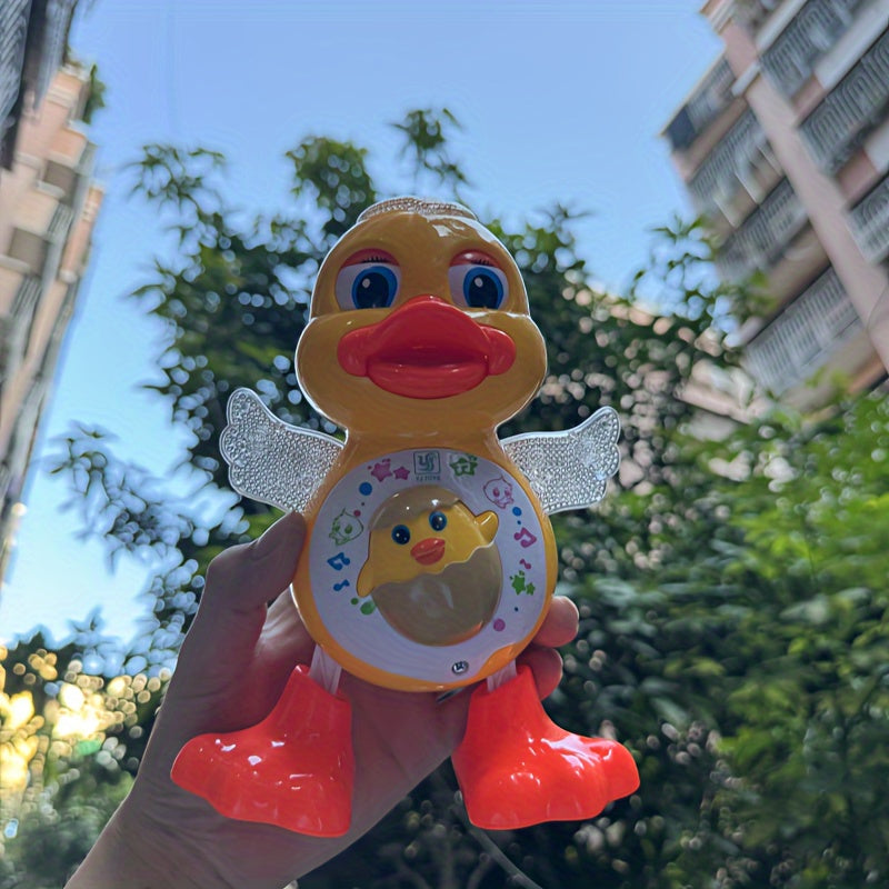 Bolalar uchun chiroqlari va musiqa bilan elektr raqs qiluvchi o'rdak o'yinchoqi